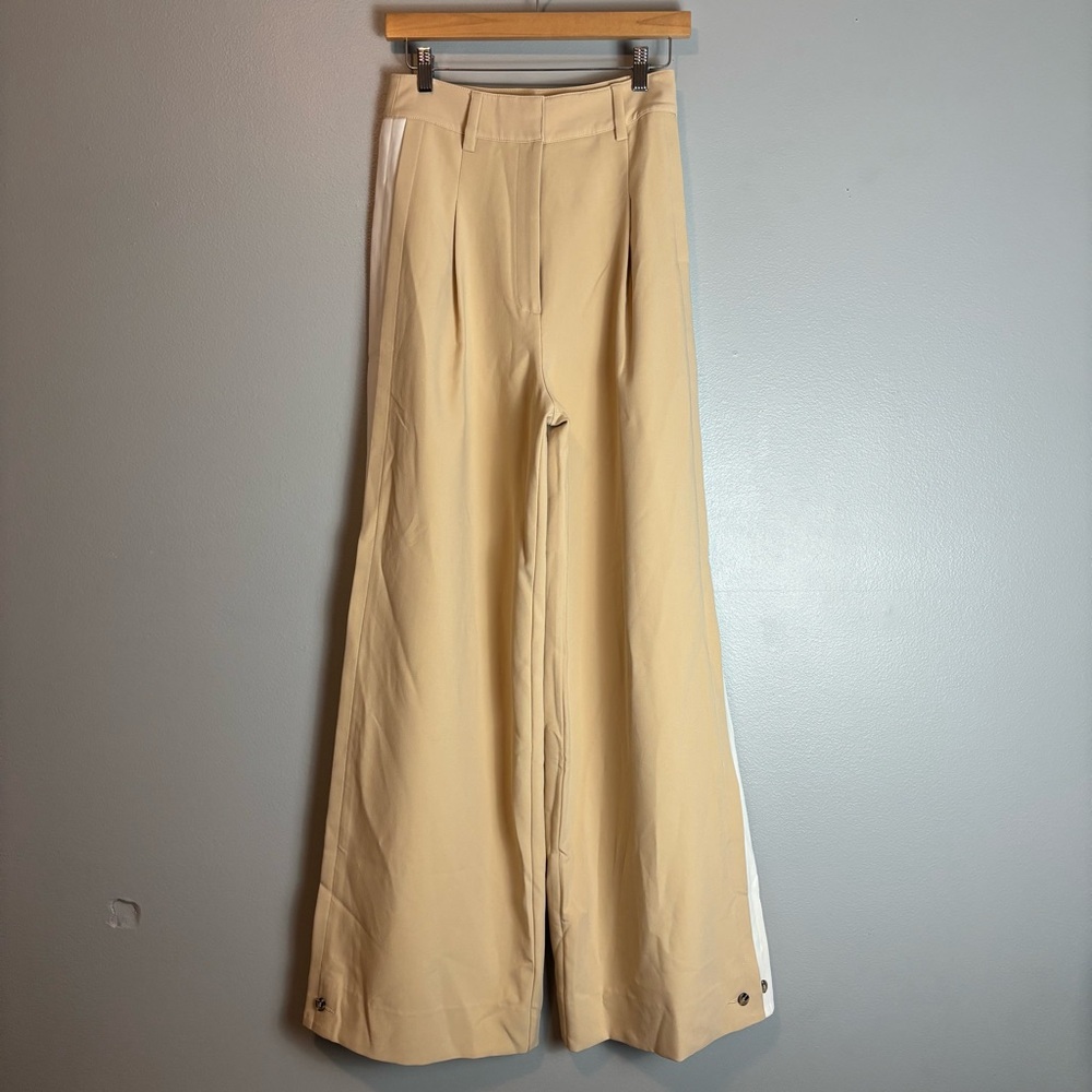 Favorite Daughter Beige Wide-Leg Pants with White Side Stripe - Picture 2 of 7